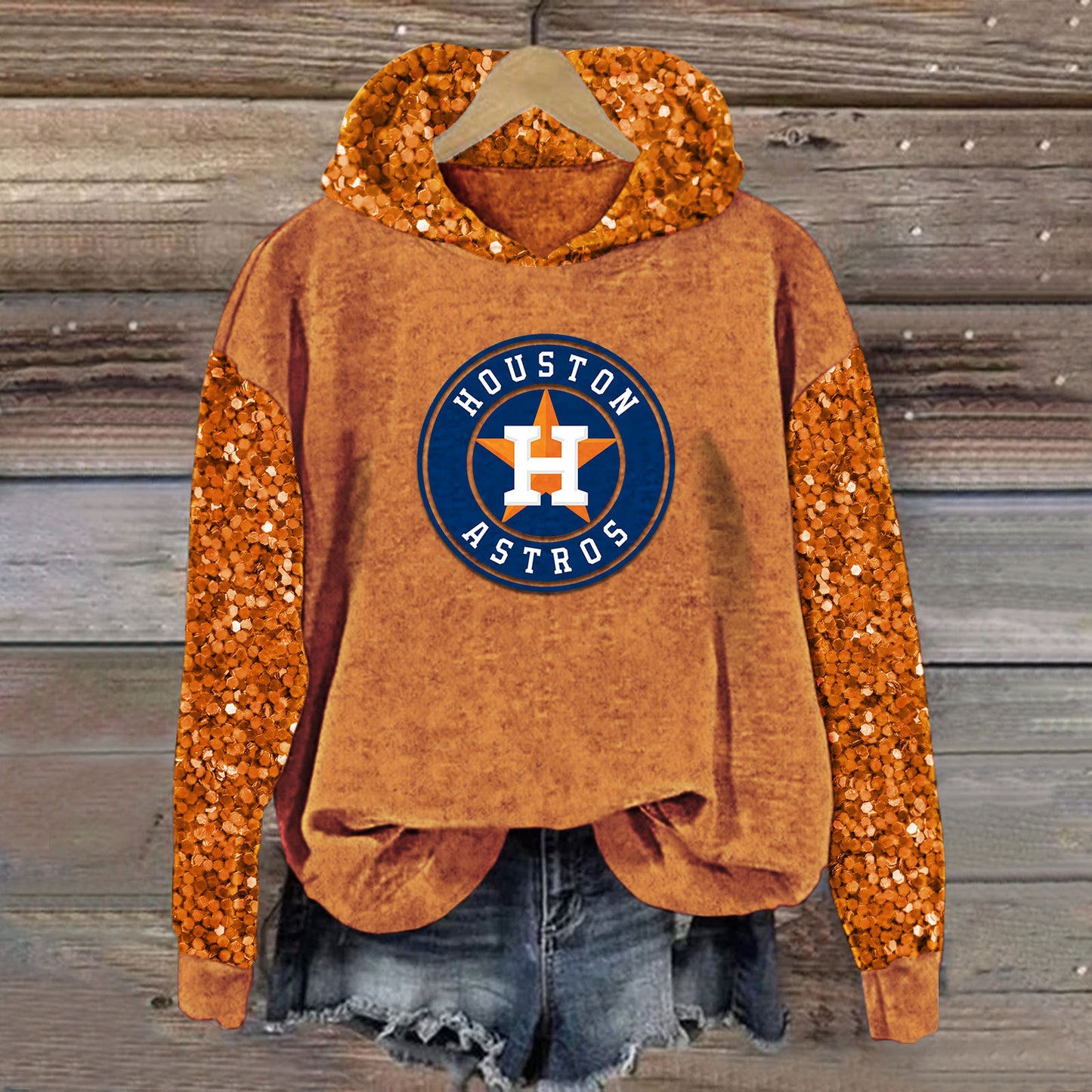 Sequined Sleeves Vintage Hoodie