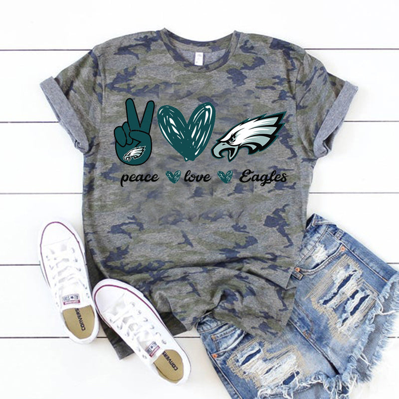 Camouflage print round neck unisex T-shirt