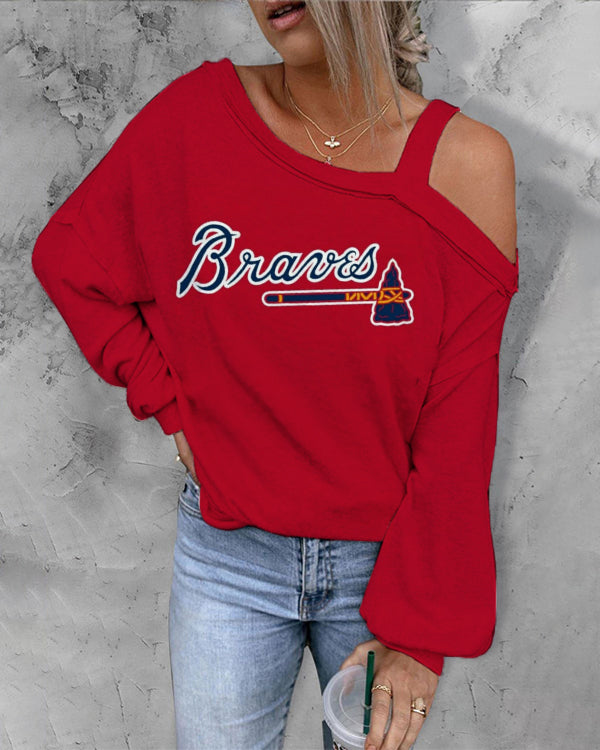 ASYMMETRICAL NECK SHIFT CASUAL LONG SLEEVE TOP