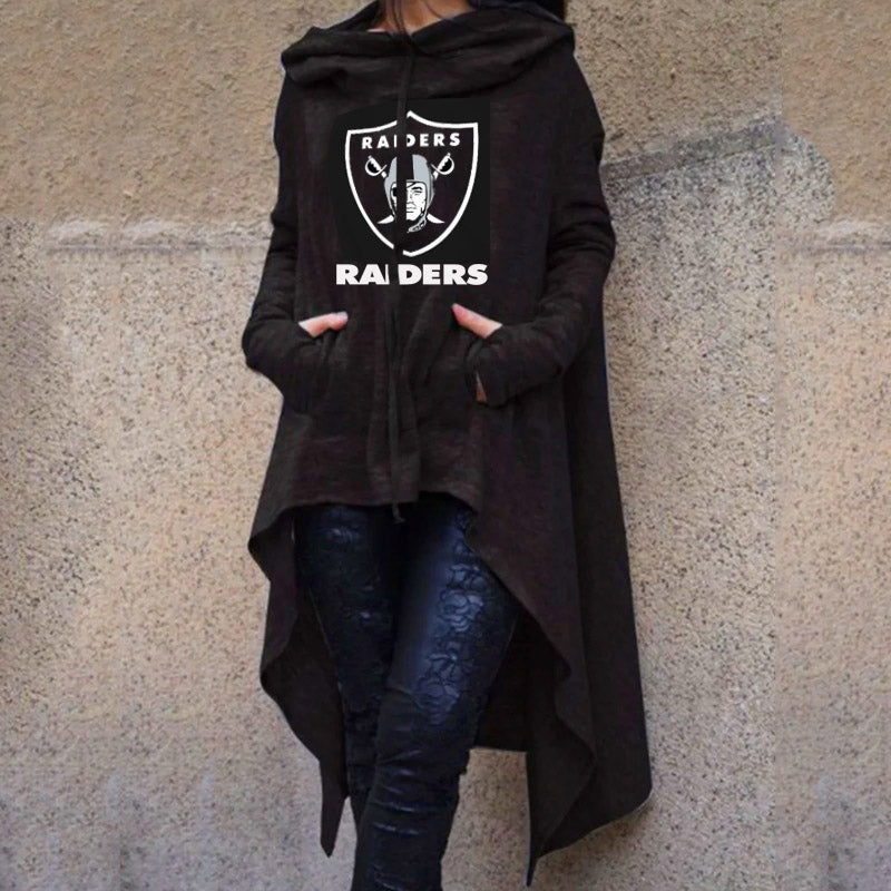 Fashionable Print Irregular Long Sleeve Sweatshirt