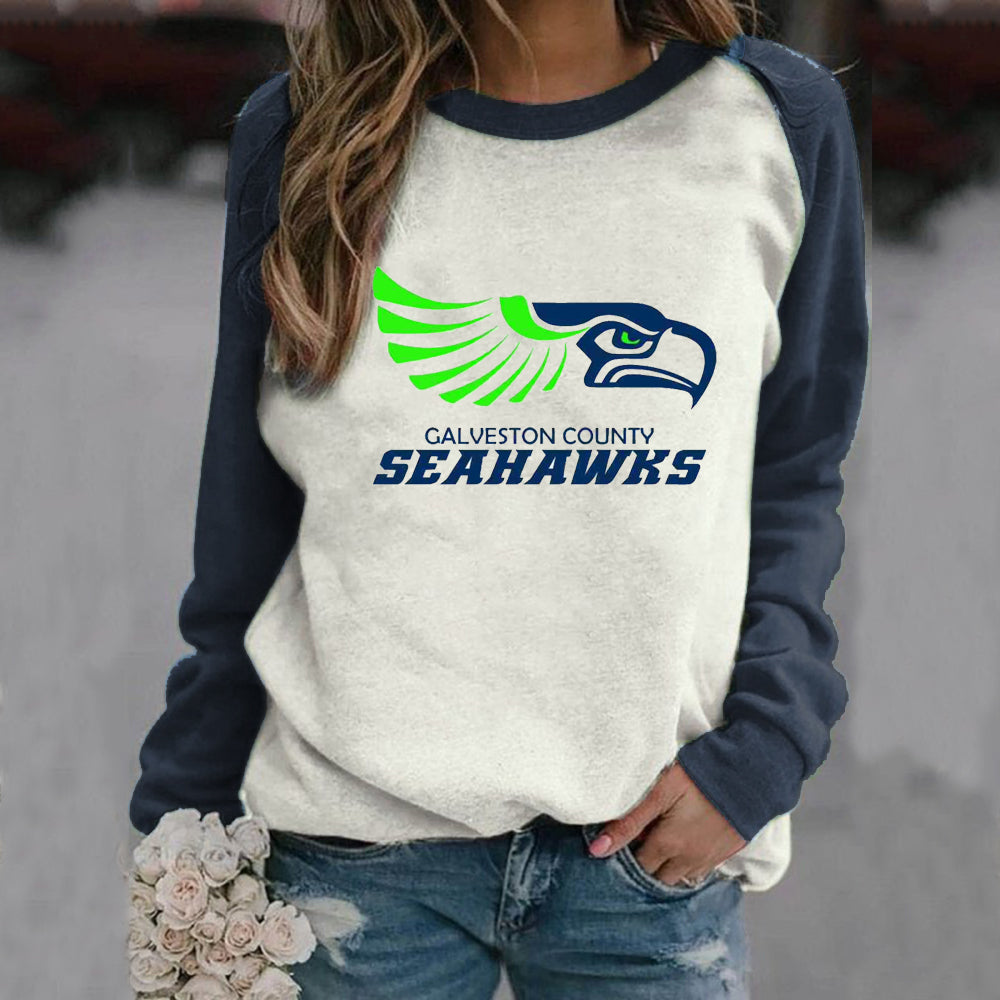 Fashion stitching Vintage Print crew neck Sweatshirt