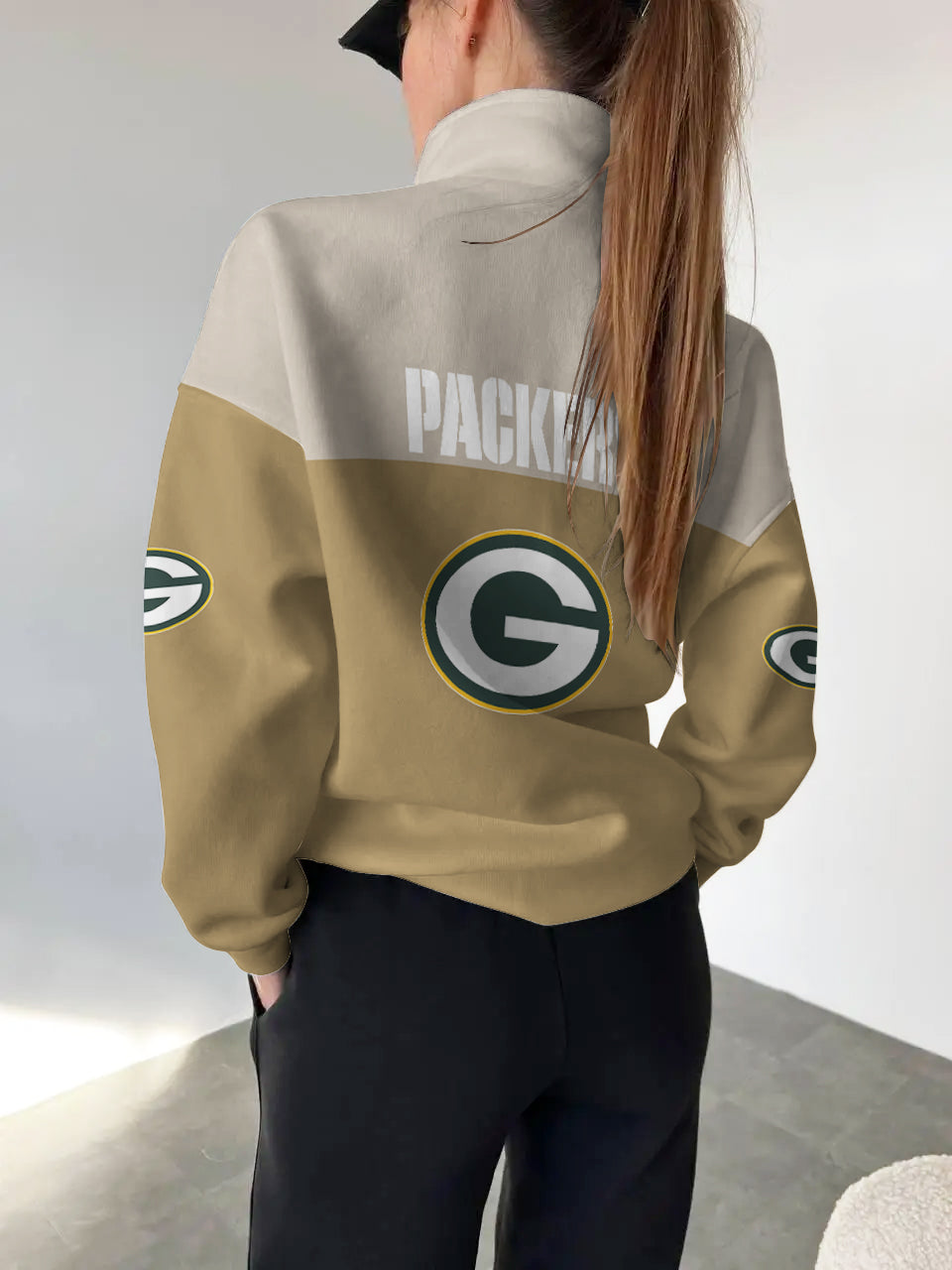 Green Bay Packers 2025 New Design Casual Snap Mockneck Pullover