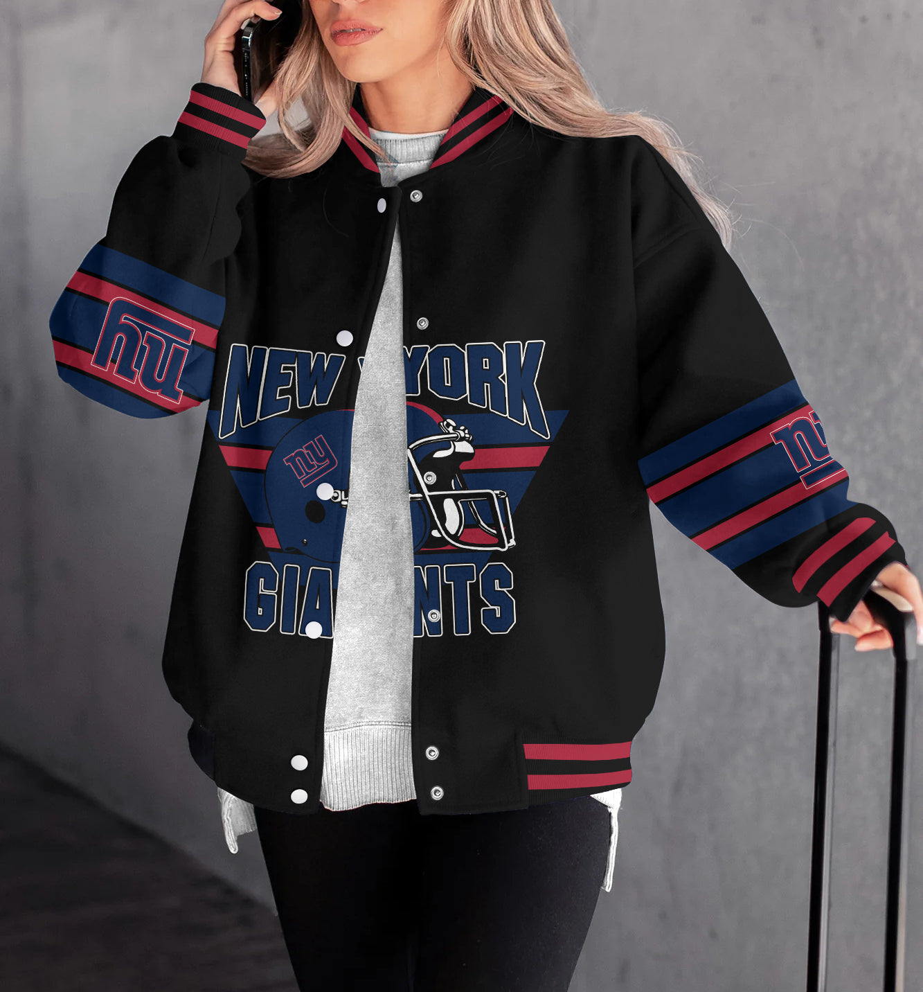 New York Giants Women's Long Pass Full- Snap Casual Jacket