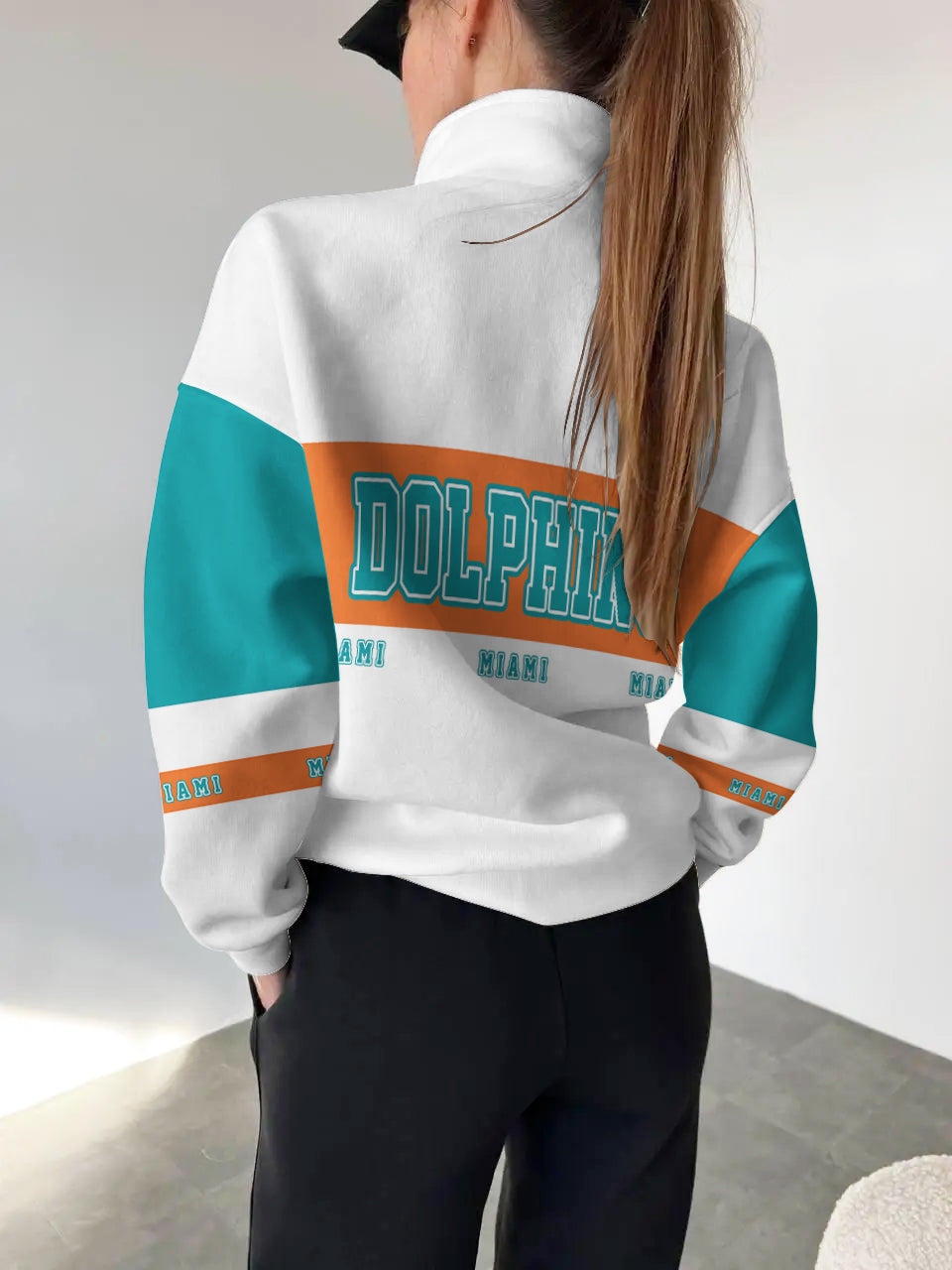 Miami Dolphins 2025 New Design Casual Snap Mockneck Pullover