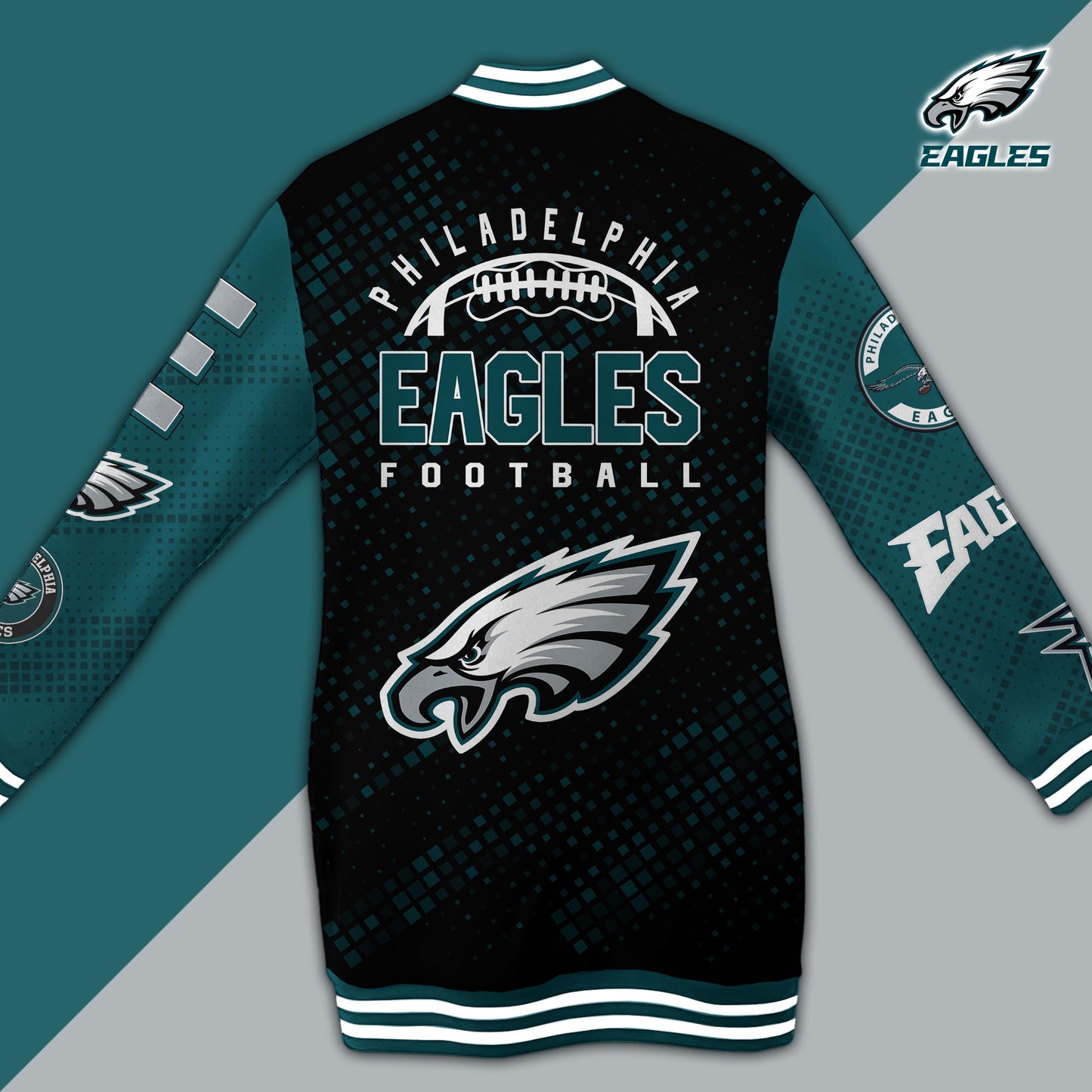Philadelphia Eagles Limited Edition Button Down Long Sleeve Jacket Dress