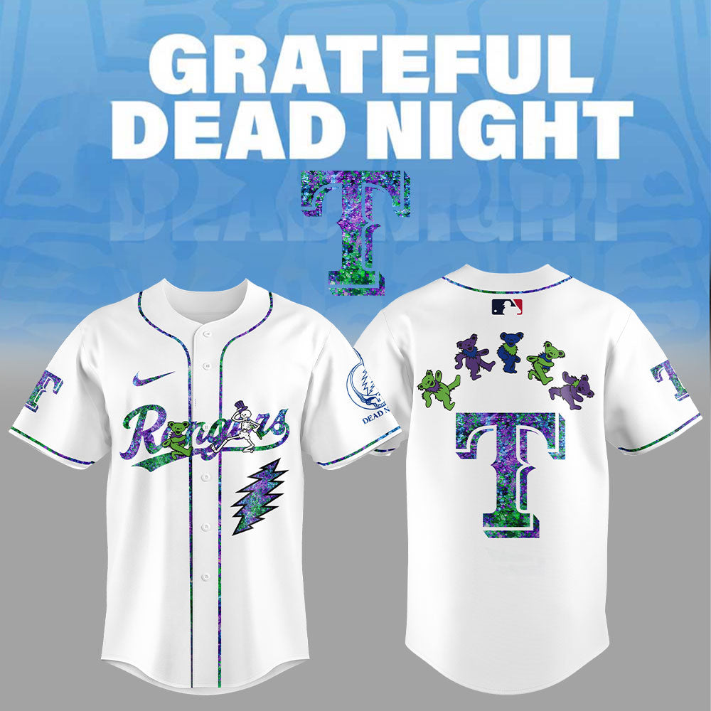 Texas Rangers Grateful Dead Night Jersey Flat Cap Set