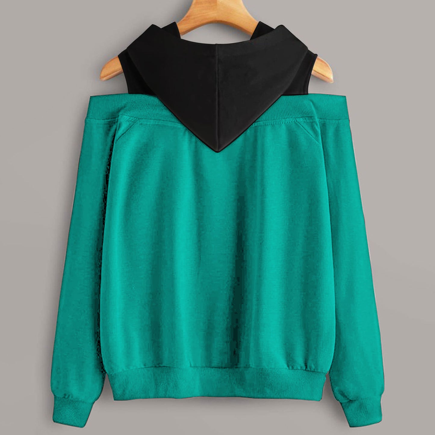 2 In 1 Colorblock Cold Shoulder Hoodie