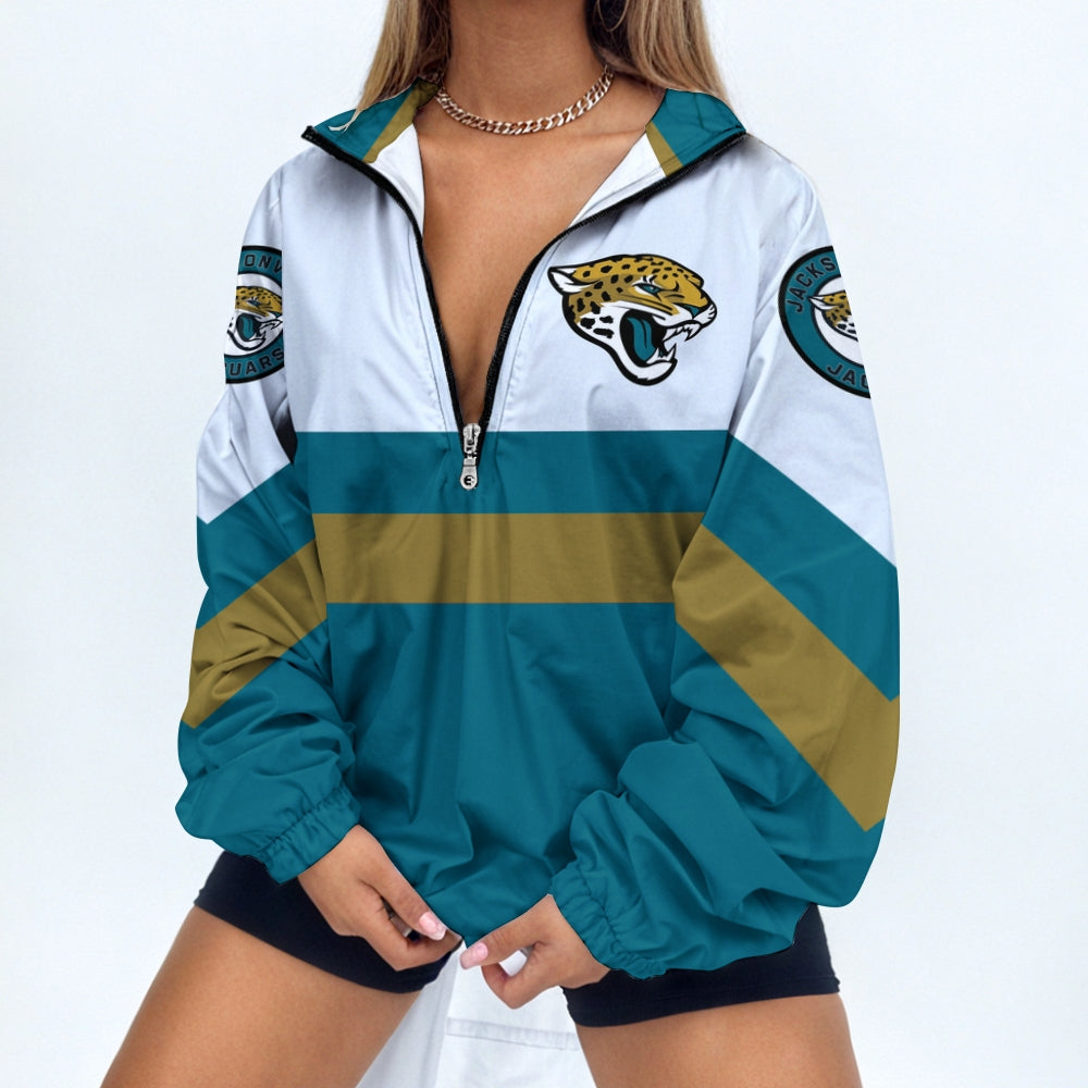 Women's Print V Neck Zipper Sweatshirt Jacket