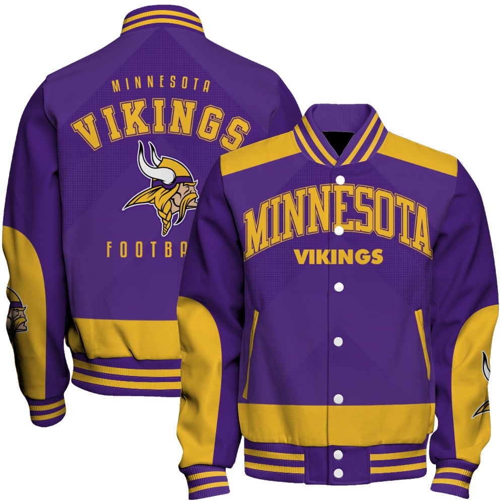 Minnesota Vikings Football Team 2025 - 26 Stay Ahead Of The Trend Unisex Varsity Jacket