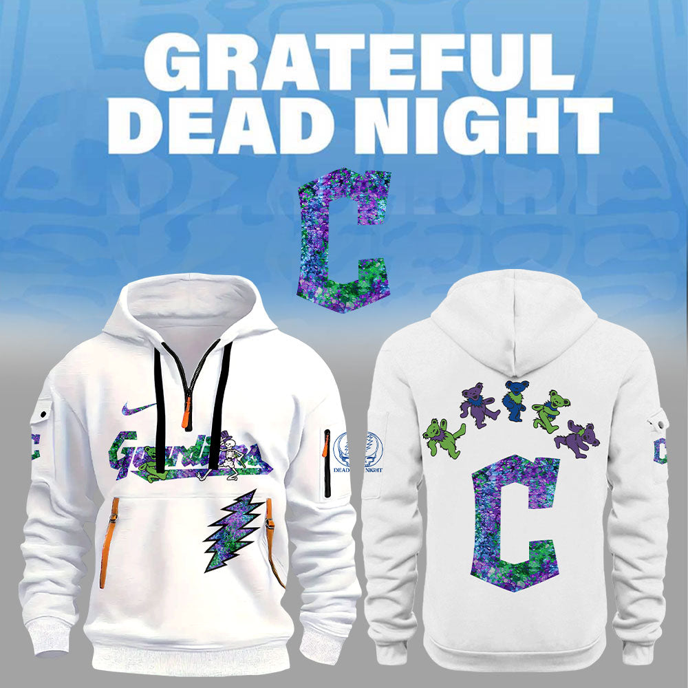 Cleveland Guardians Grateful Dead Night Zip Long Sleeve Hoodie