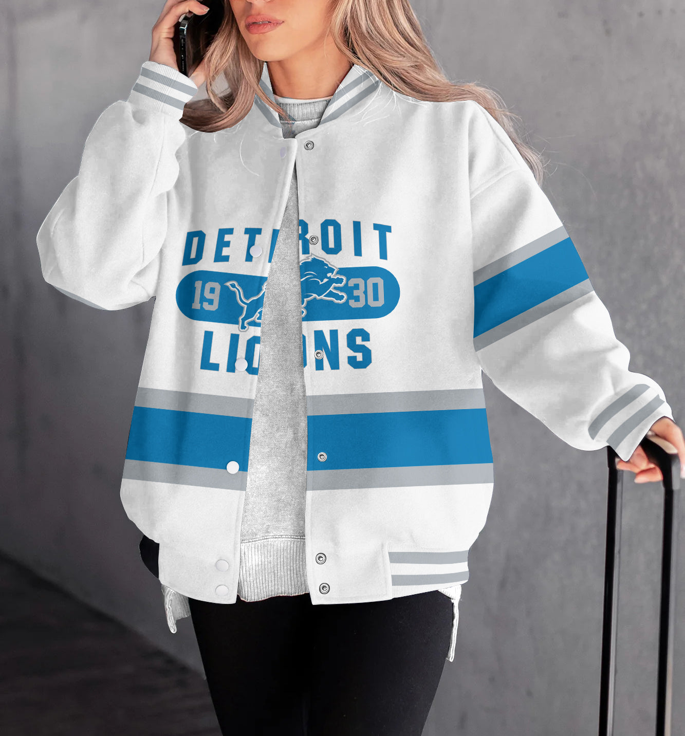 Detroit Lions Women's Long Pass Full- Snap Casual Jacket