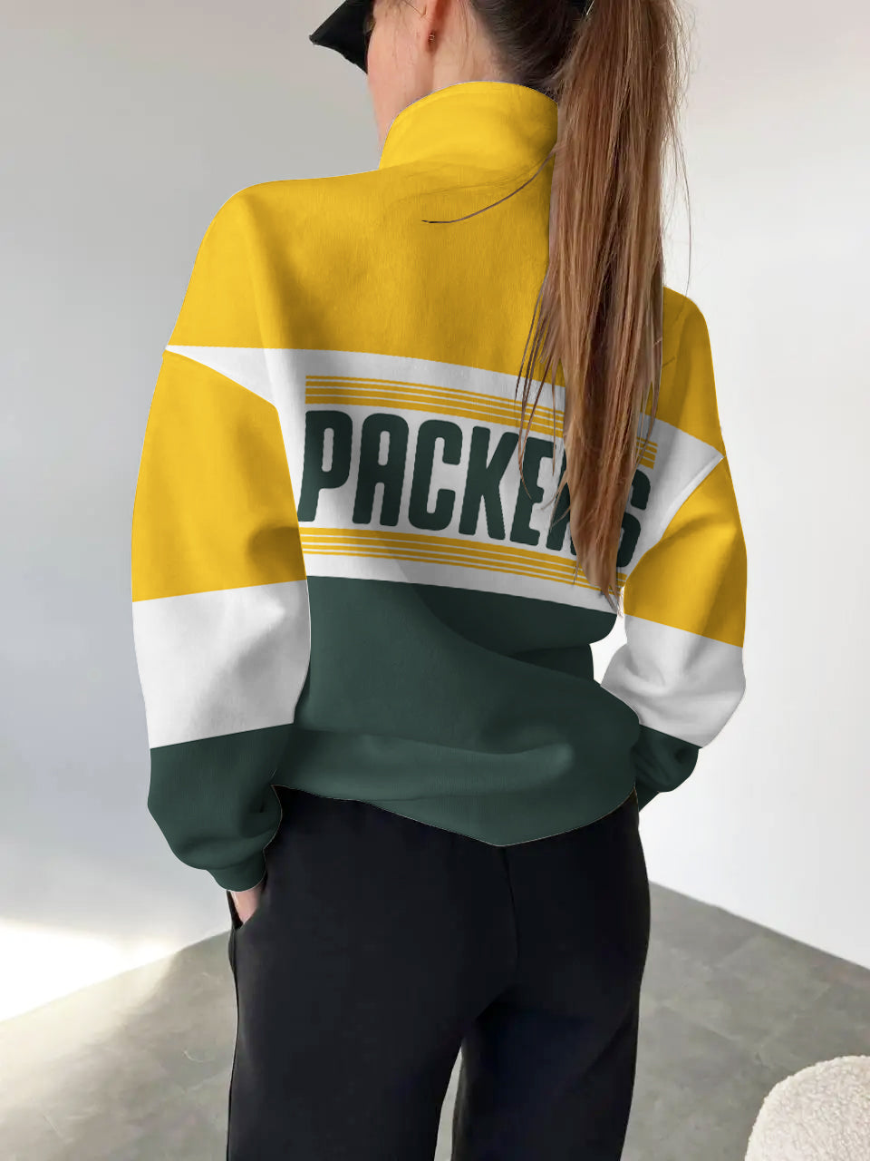 Green Bay Packers 2025 New Design Casual Snap Mockneck Pullover