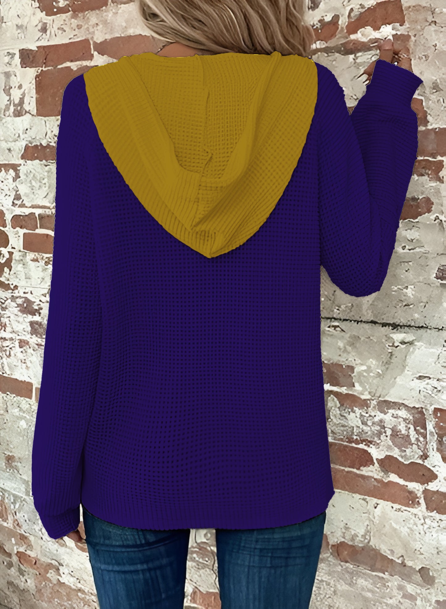 Half Button Raglan Sleeve Drawstring Hoodie