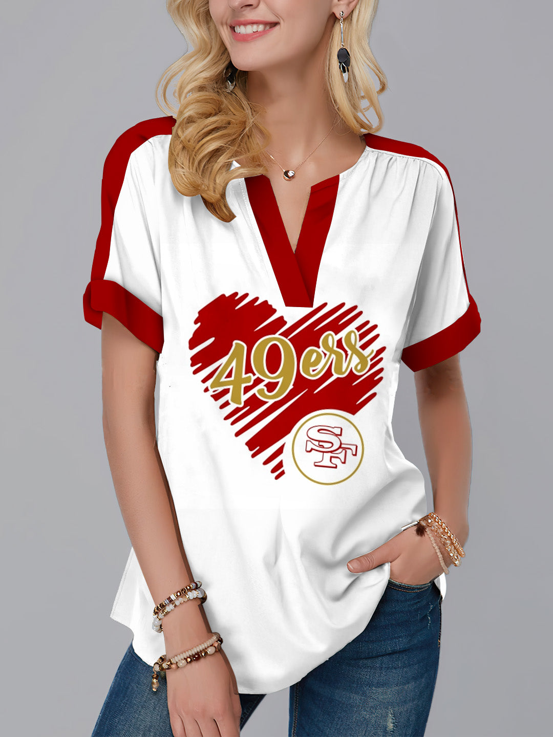 New Fashion Short Sleeve V-Neck Shirt