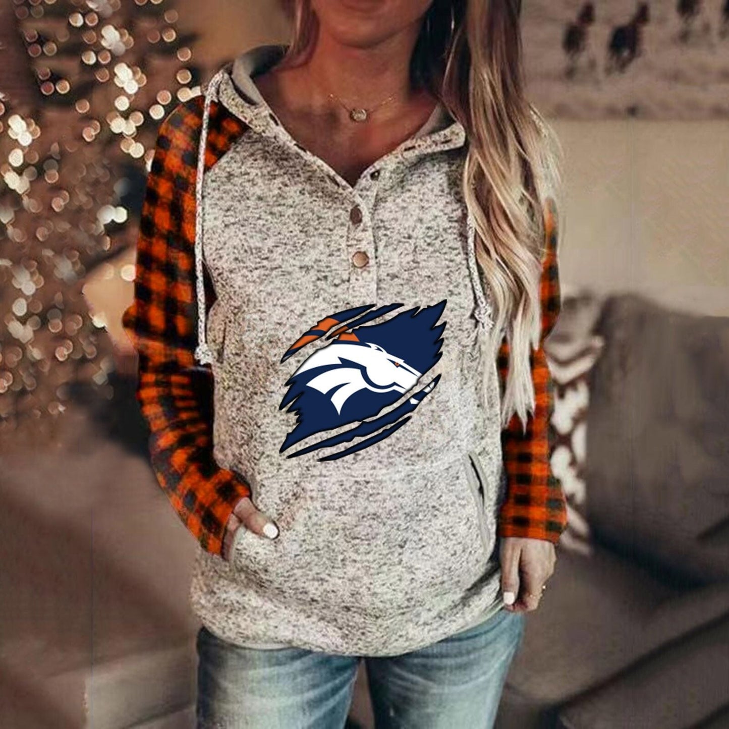 Denver Broncos 3D Printed Splicing Hoodie