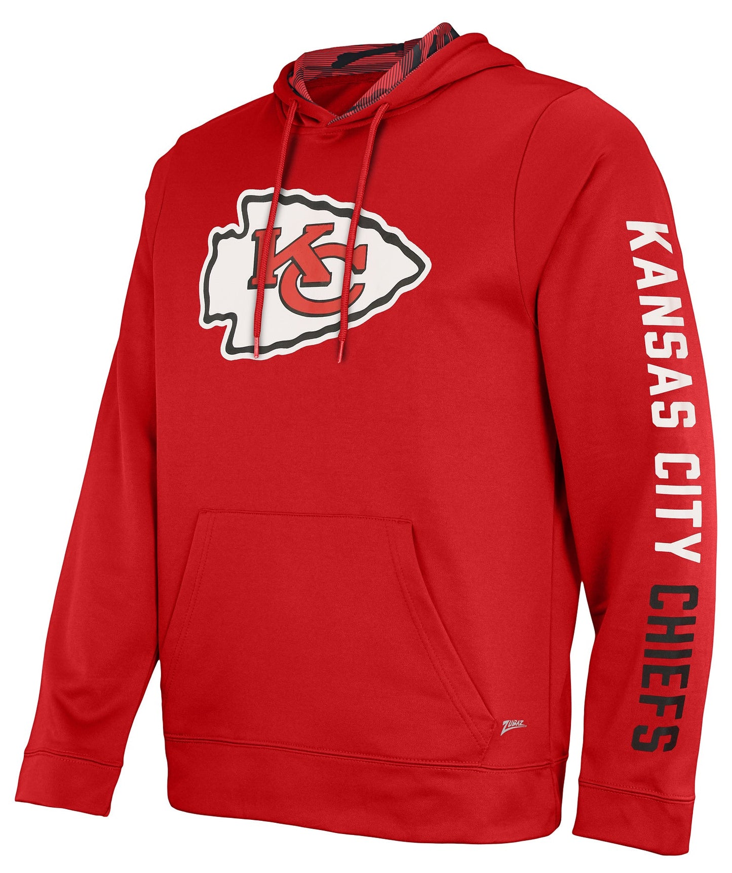 Zubaz NFL Men's Kansas City Chiefs Solid Team Hoodie with Camo Lined Hood
