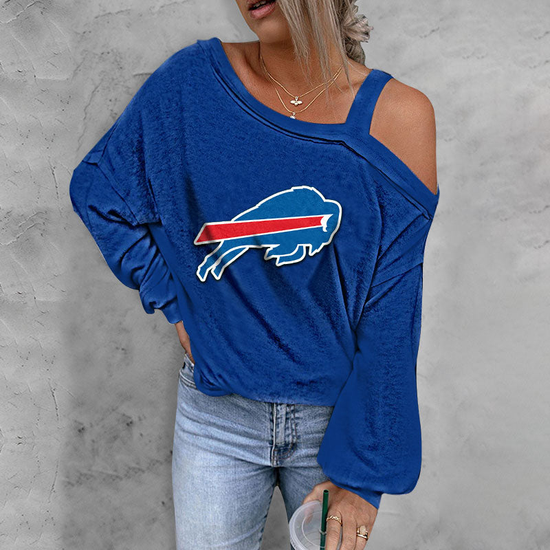 ASYMMETRICAL NECK SHIFT CASUAL LONG SLEEVE TOP