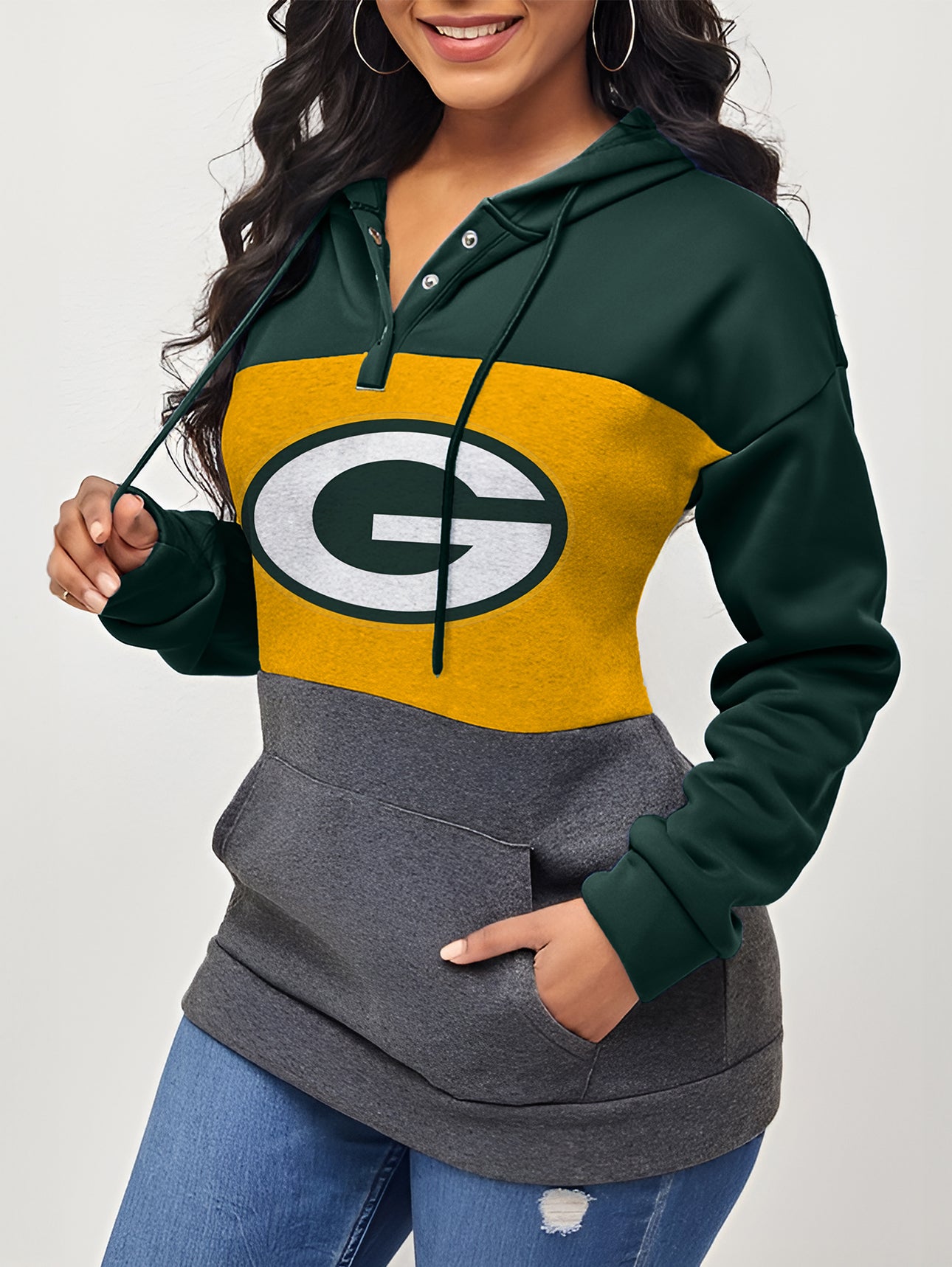 Women's Colorblock Drawstring Hoodie