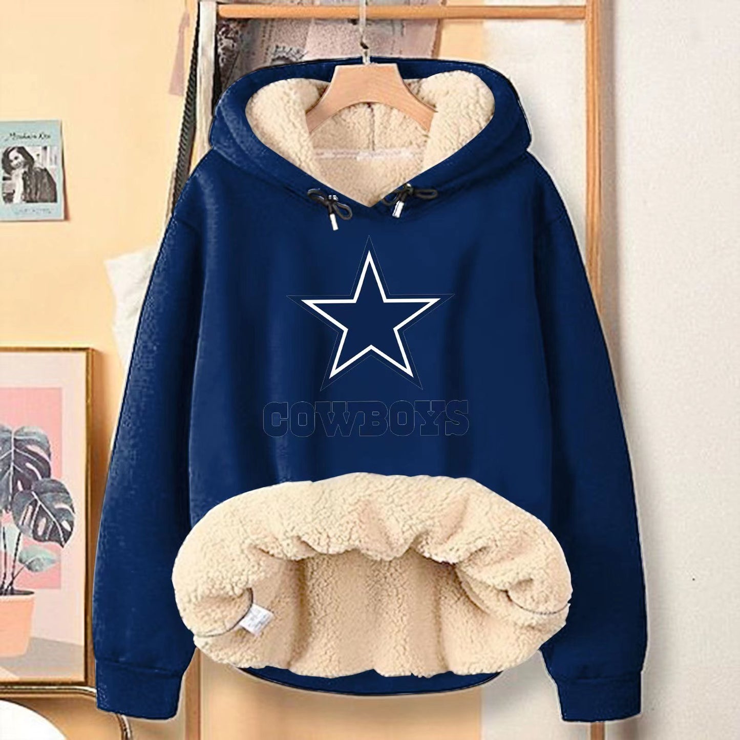 Casual Print Teddy Sherpa Fleece Hoodie