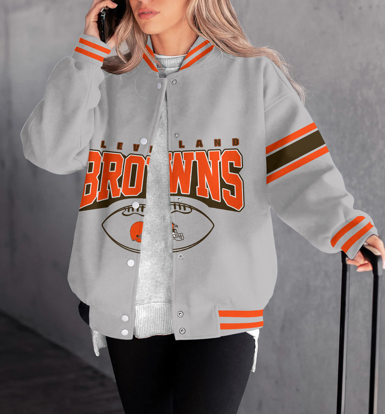 Cleveland Browns Women's Long Pass Full- Snap Casual Jacket