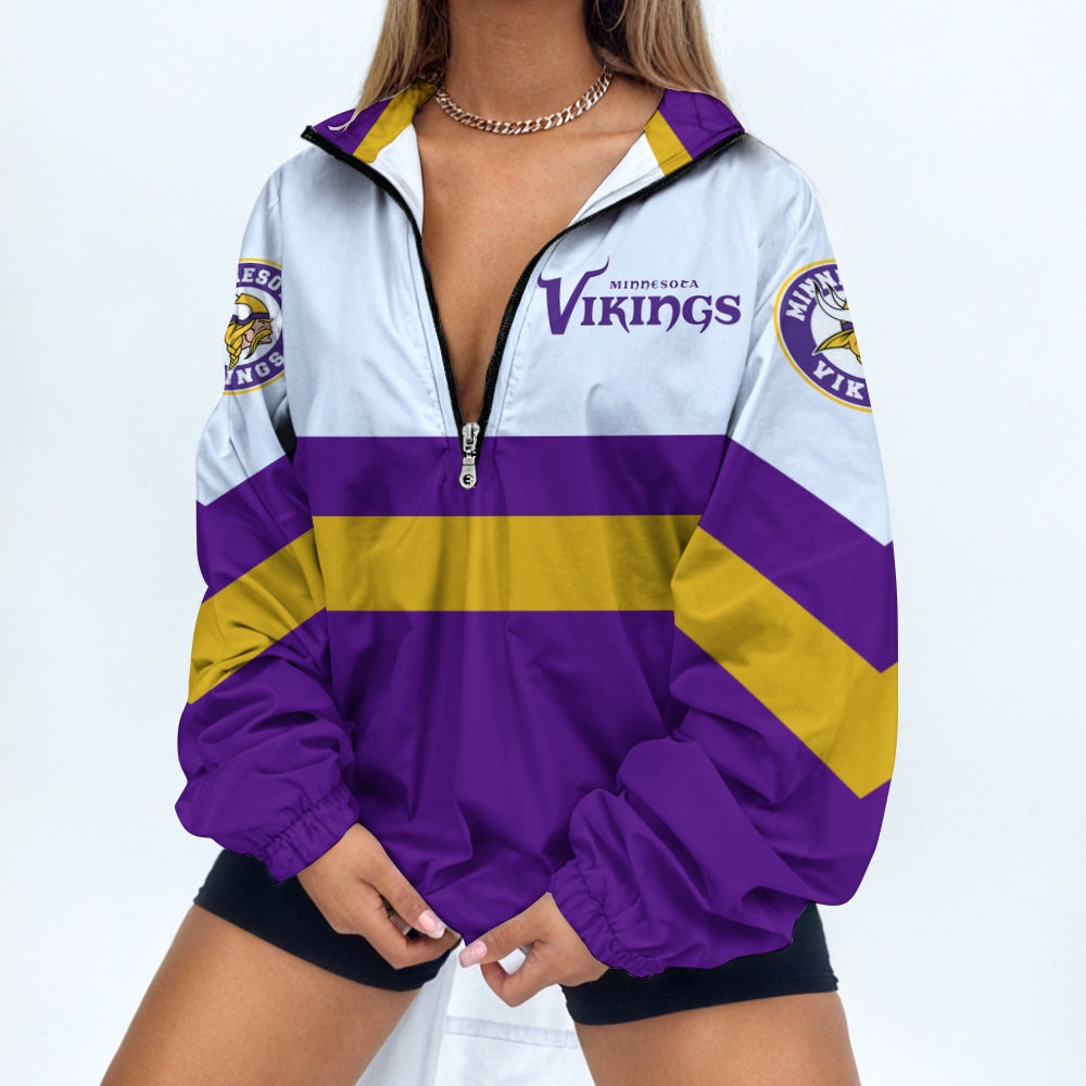 Women's Football Print V Neck Zipper Sweatshirt Jacket