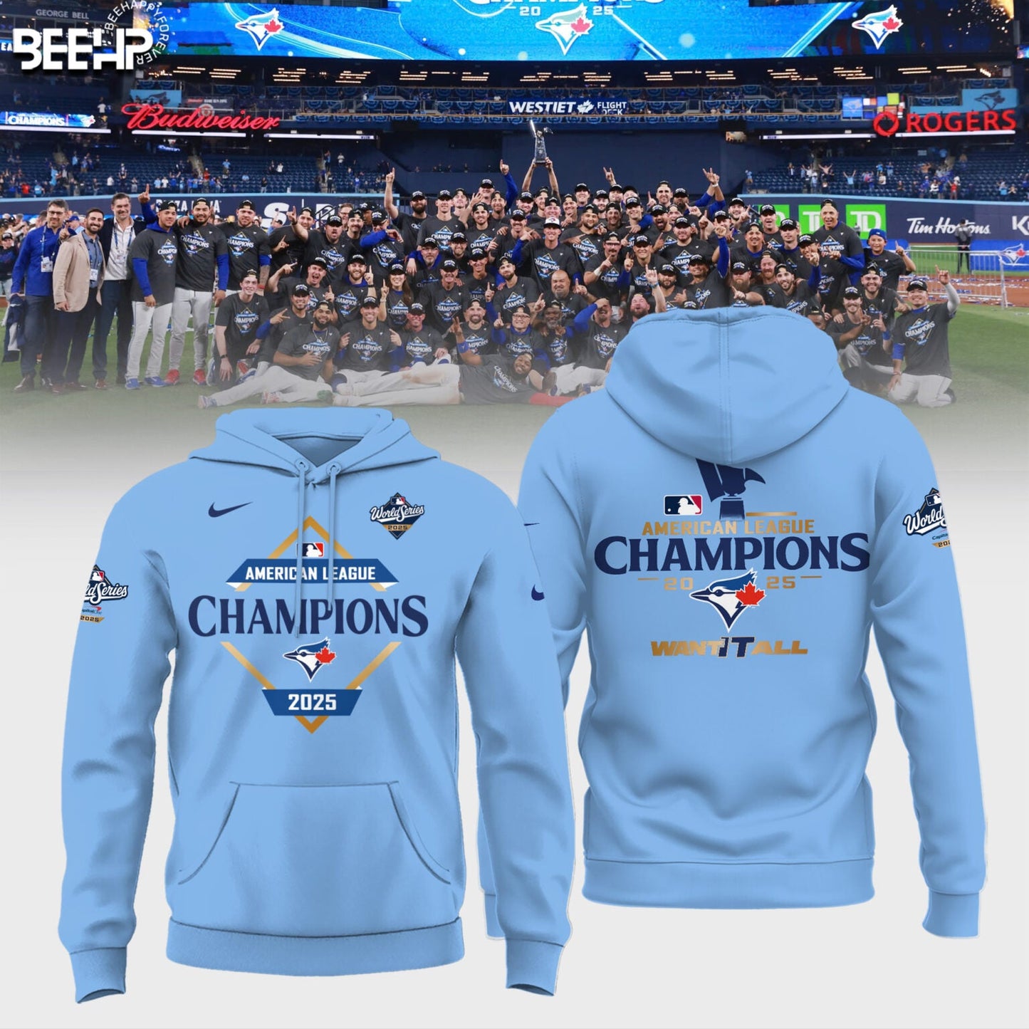 Toronto Blue Jays 2025 American League Champions Combo Hoodie