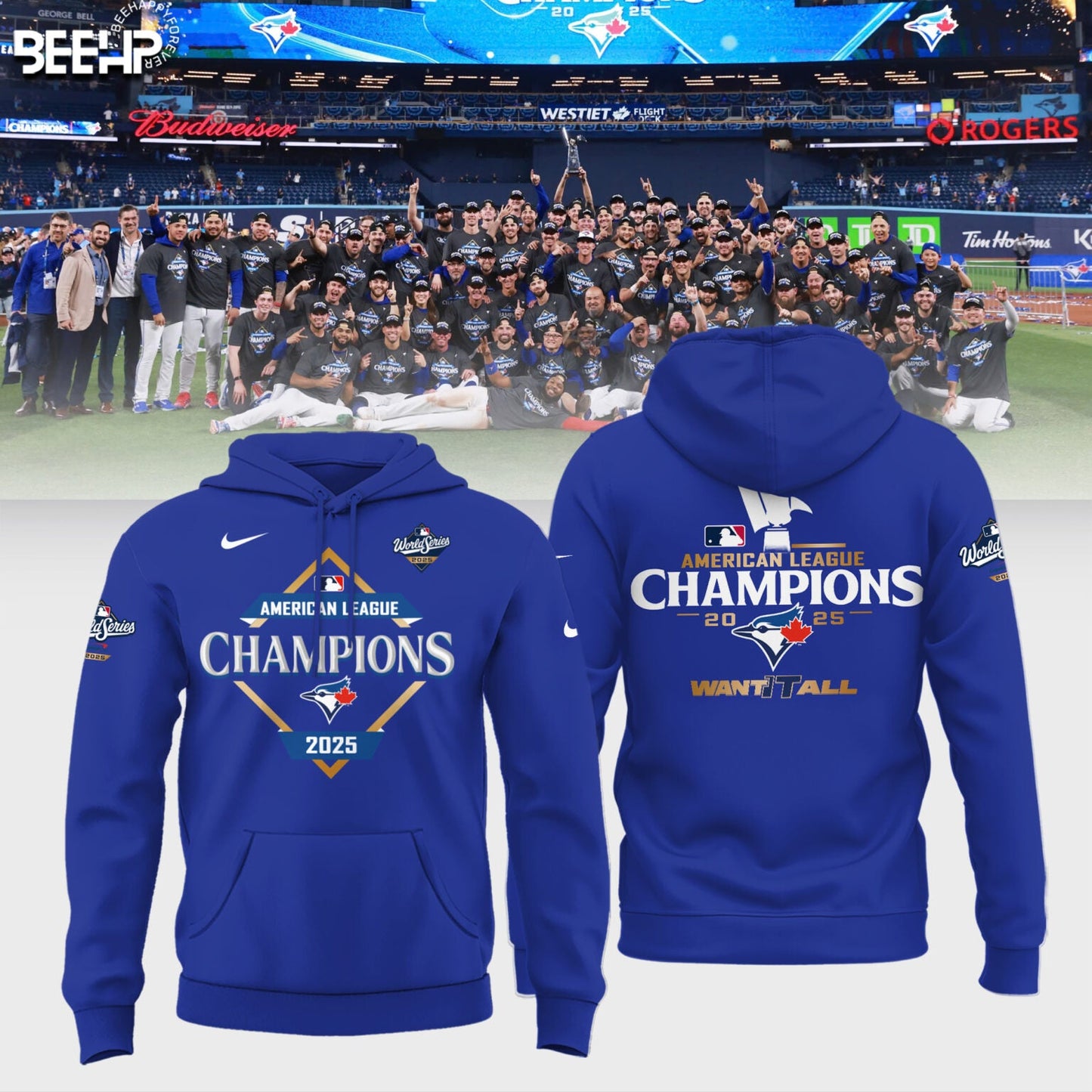 Toronto Blue Jays 2025 American League Champions Combo Hoodie