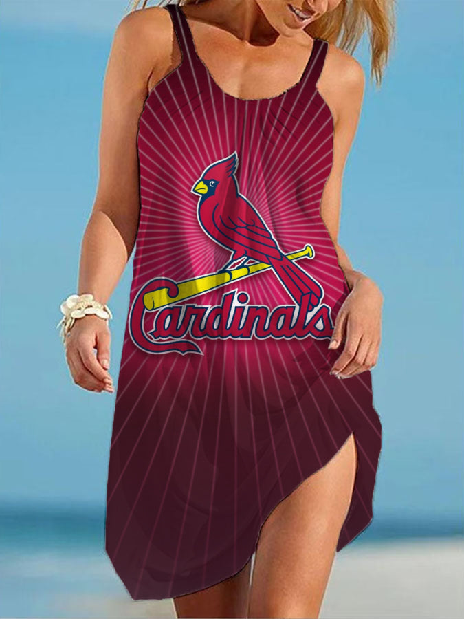 St. Louis Cardinals Round neck sleeveless printed dress