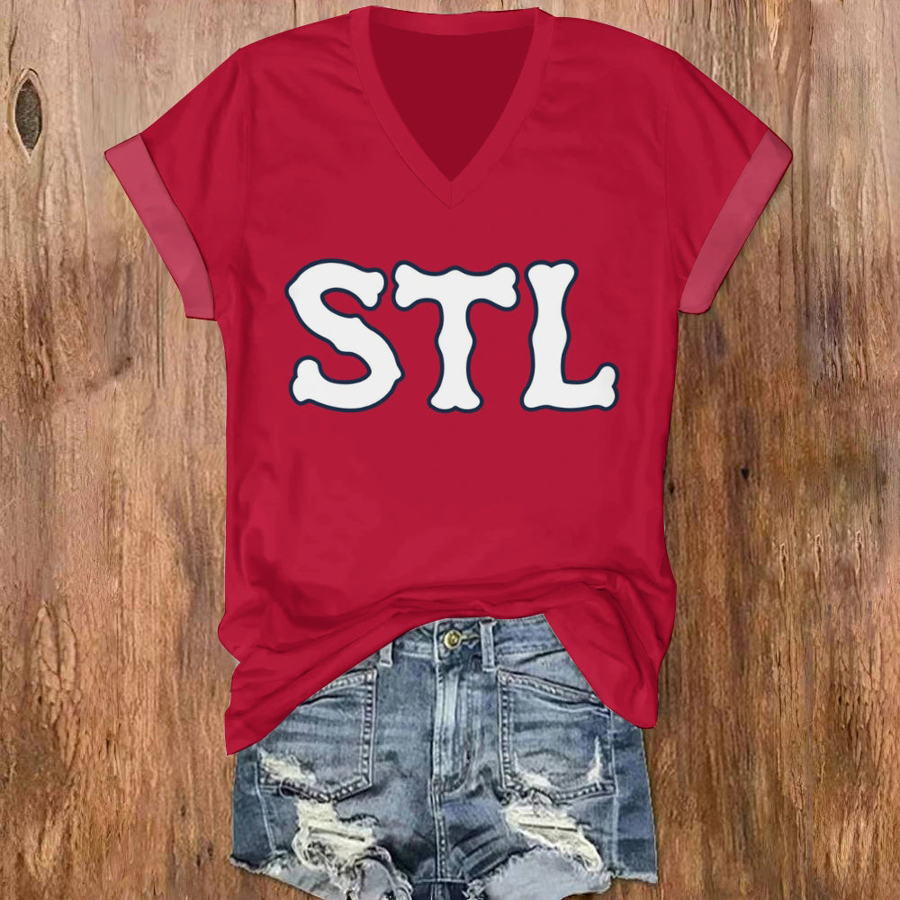 Summer Women's Solid Color V-Neck Short Sleeve T-Shirt