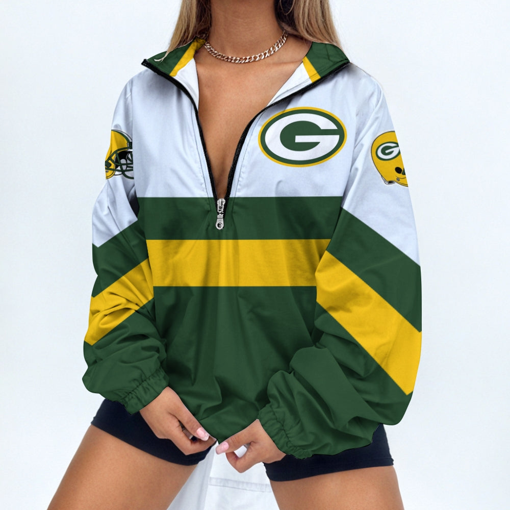 Women's Print V Neck Zipper Sweatshirt Jacket