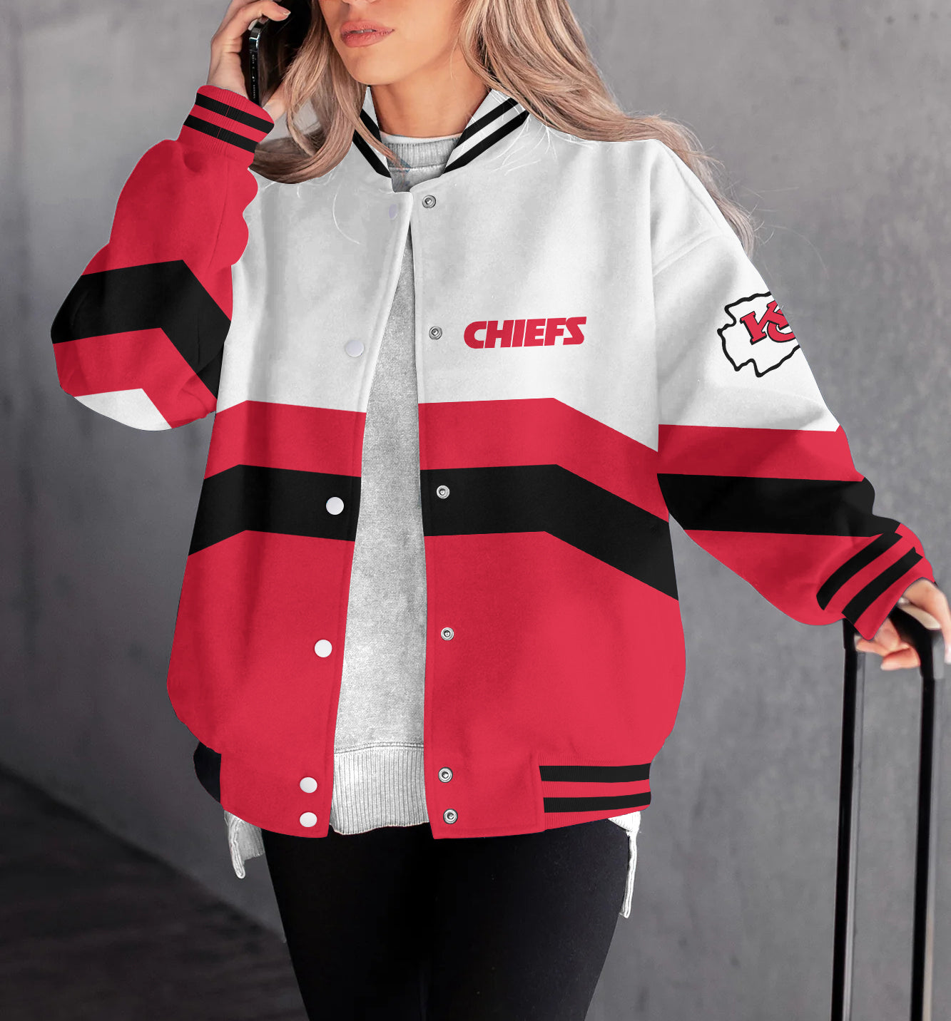 Kansas City Chiefs Women's Long Pass Full- Snap Casual Jacket