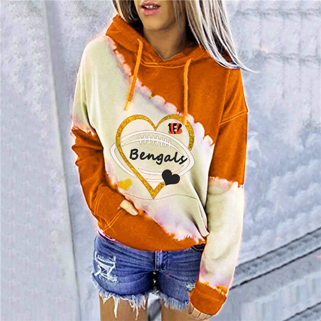 Casual loose contrast printed Hoodie
