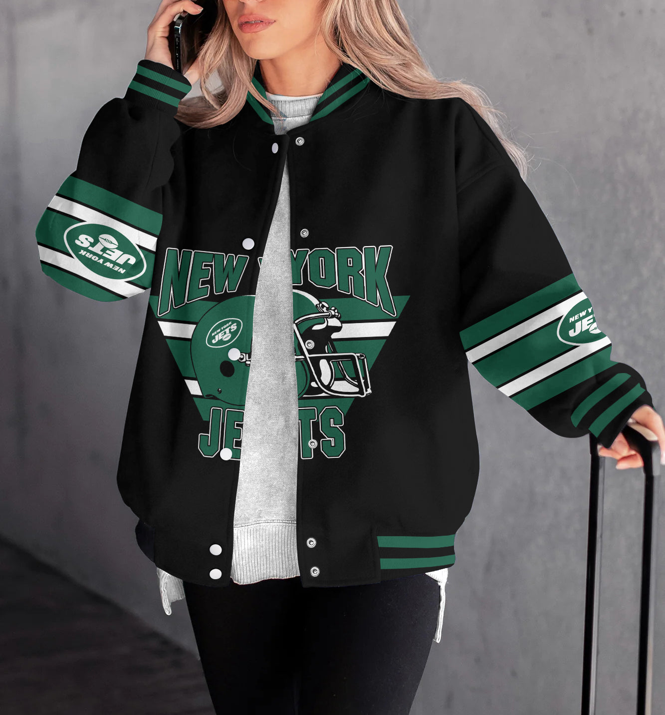 New York Jets Women's Long Pass Full- Snap Casual Jacket