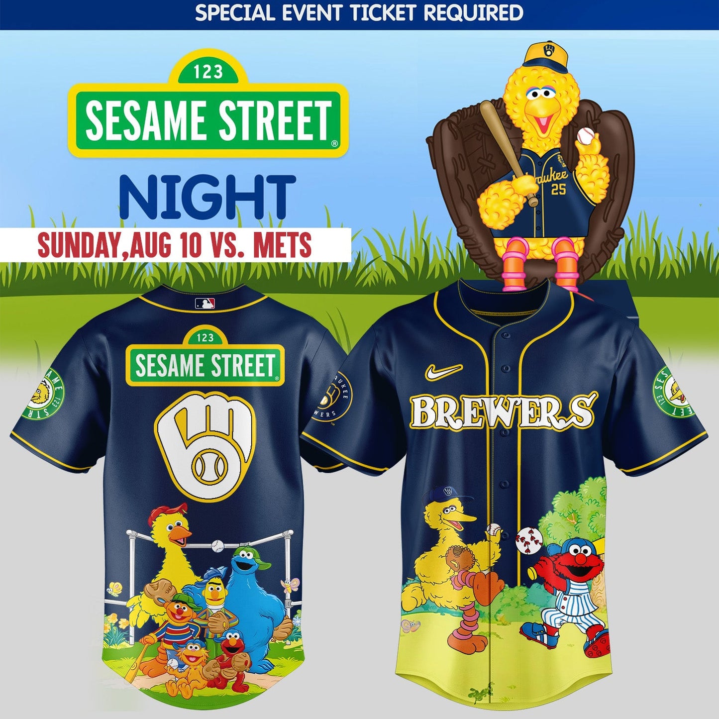 Milwaukee Brewers _ Sesame Street Night Jersey 3 2025