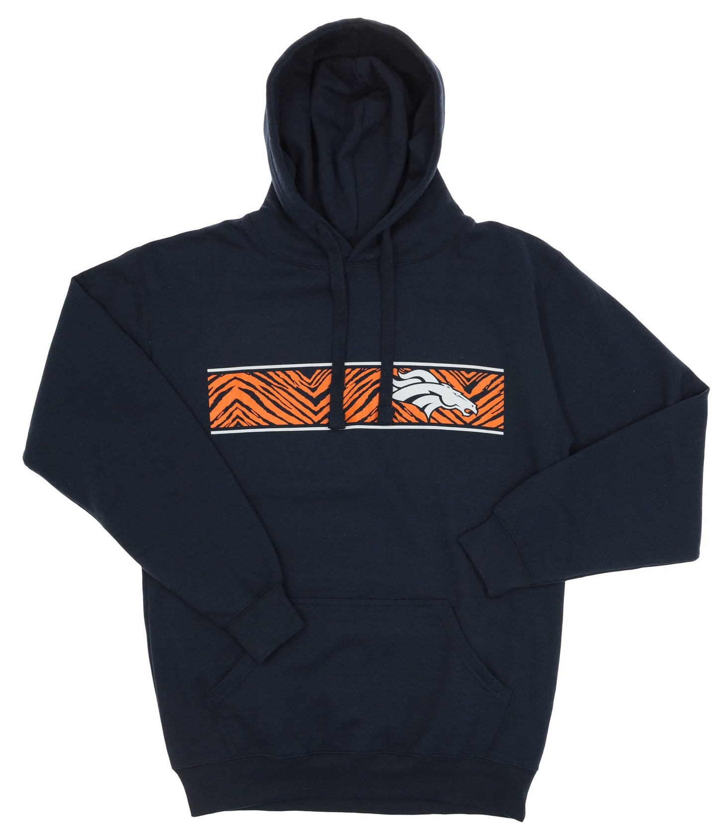 ZUBAZ NFL MENS DENVER BRONCOS ZEBRA LOGO GRAPHIC NAVY HOODIE SM