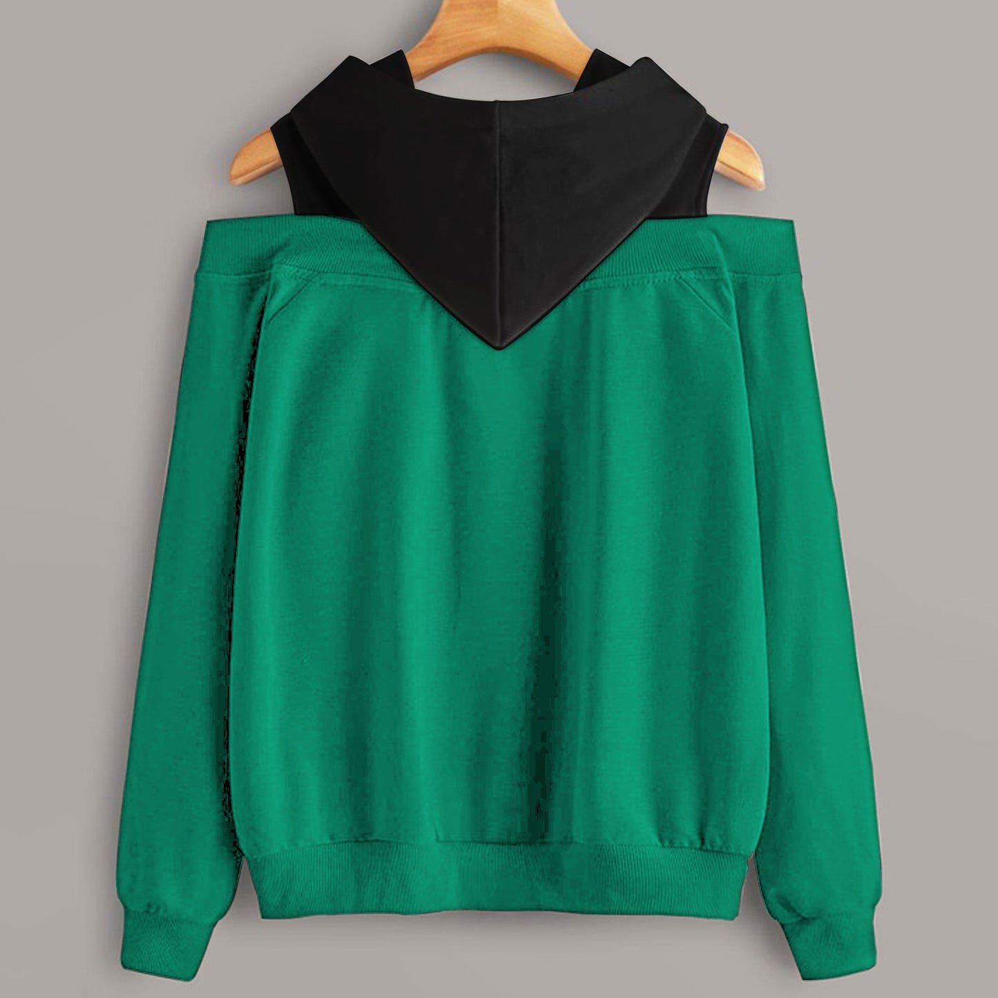 2 In 1 Colorblock Cold Shoulder Hoodie