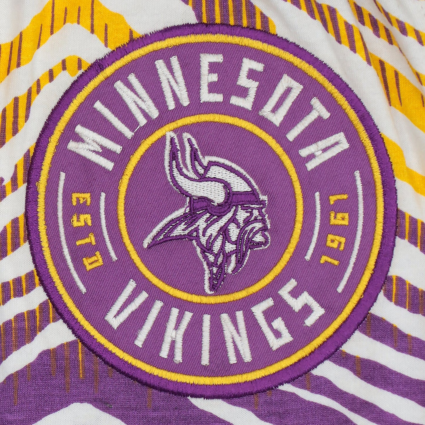 Zubaz NFL Adult Unisex Z88 Embroidered Zebra Ombre TMC Shorts, Minnesota Vikings