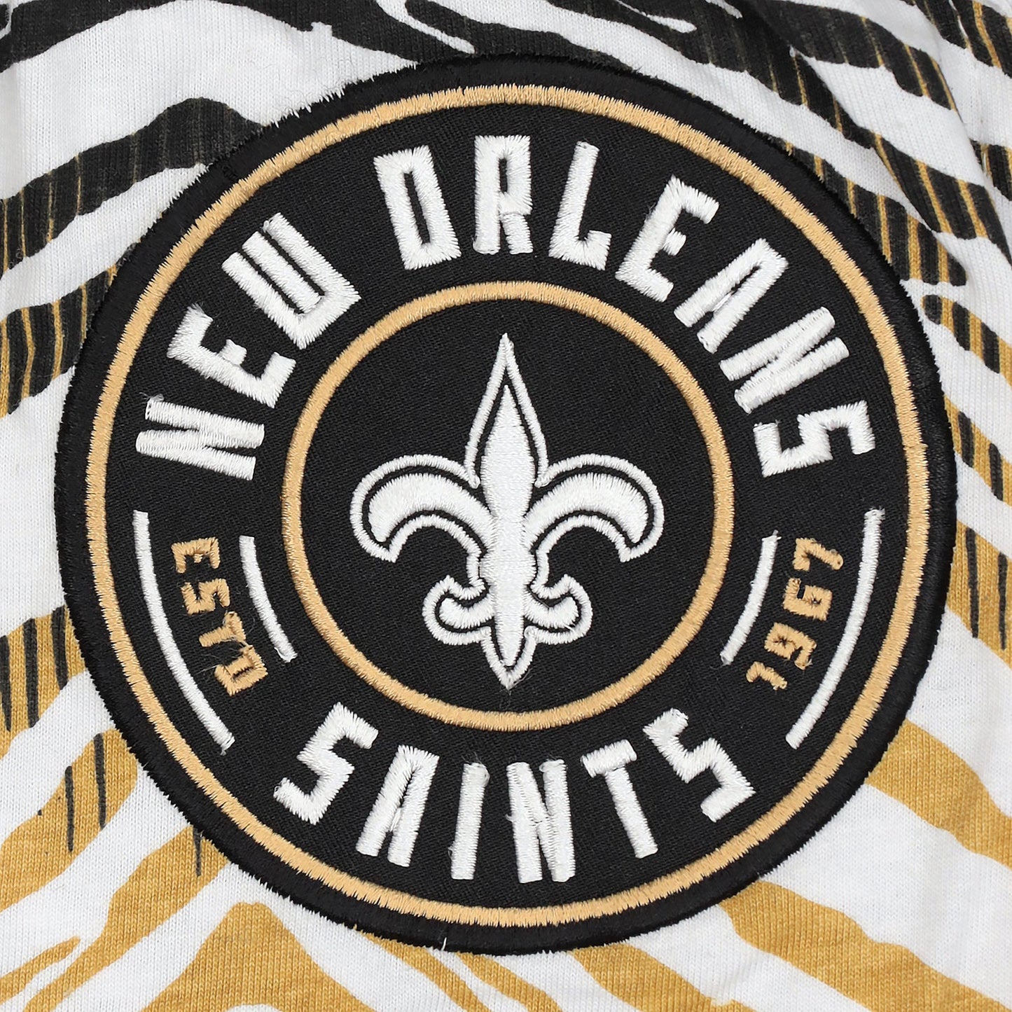 Zubaz NFL Adult Unisex Z88 Embroidered Zebra Ombre TMC Shorts, New Orleans Saints