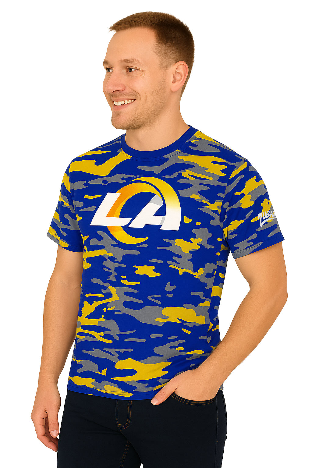 Zubaz NFL Men's Camo Alternate Color Short Sleeve T-Shirt, Los Angeles Rams