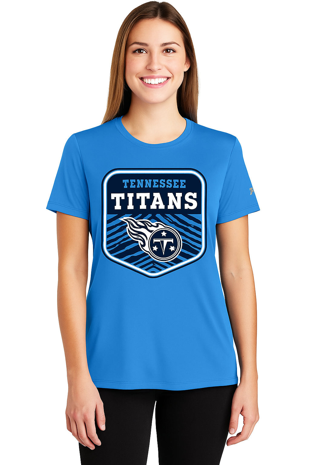 Zubaz NFL Women's Kicker Team Color Short Sleeve T-Shirt, Tennessee Titans