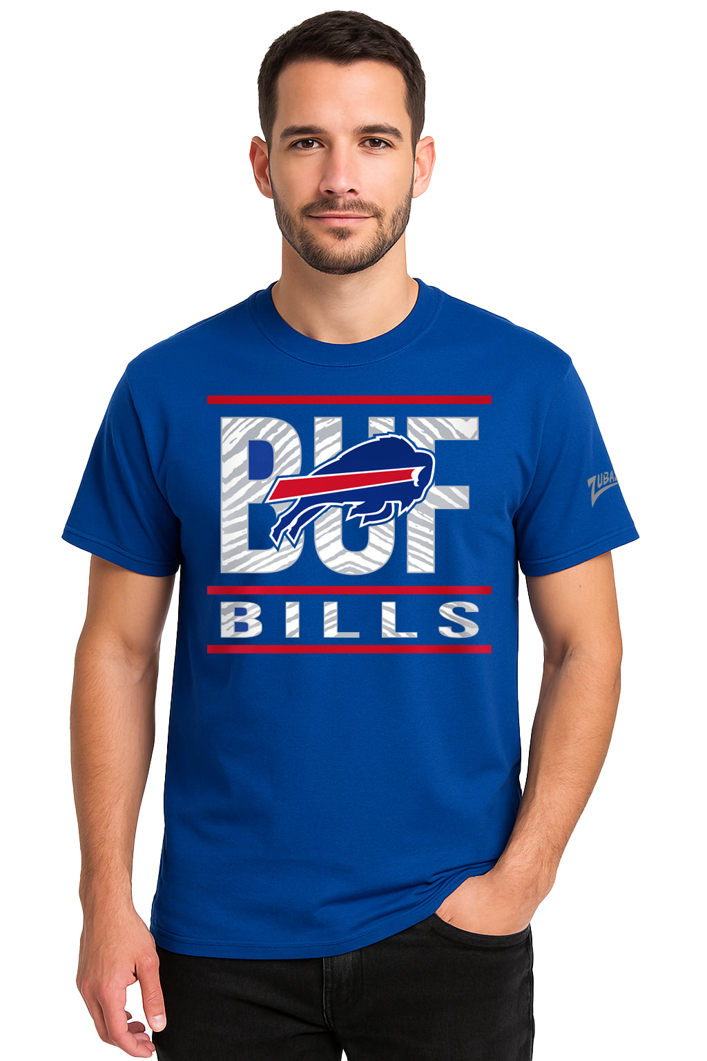 Zubaz NFL Men's Goal Line Team Color Short Sleeve T-Shirt, Buffalo Bills