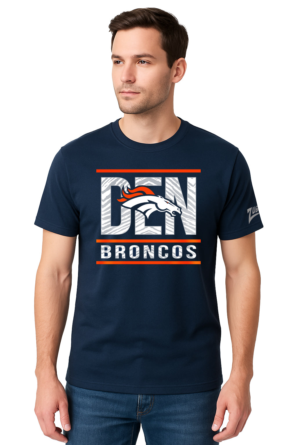 Zubaz NFL Men's Goal Line Team Color Short Sleeve T-Shirt, Denver Broncos