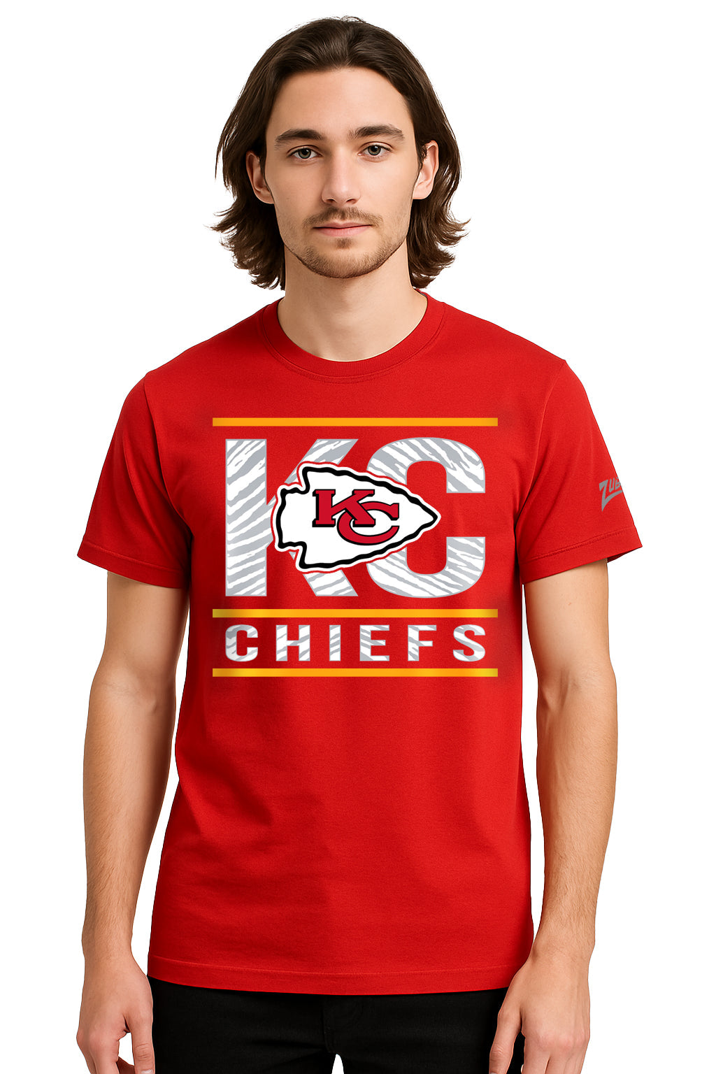 Zubaz NFL Men's Goal Line Team Color Short Sleeve T-Shirt, Kansas City Chiefs