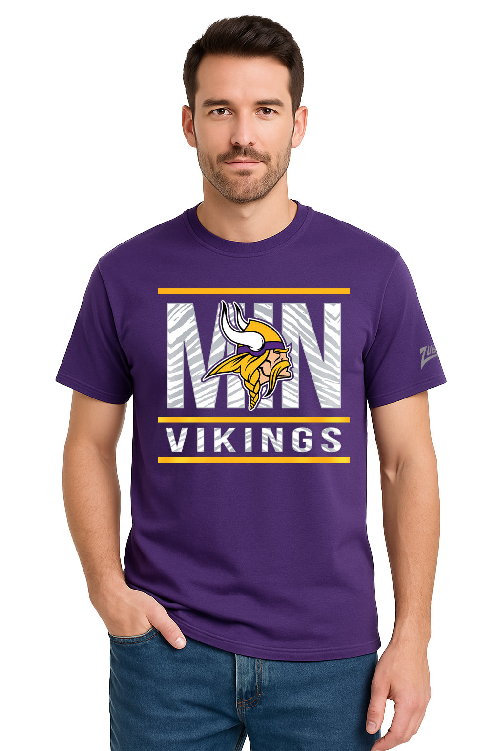 Zubaz NFL Men's Goal Line Team Color Short Sleeve T-Shirt, Minnesota Vikings