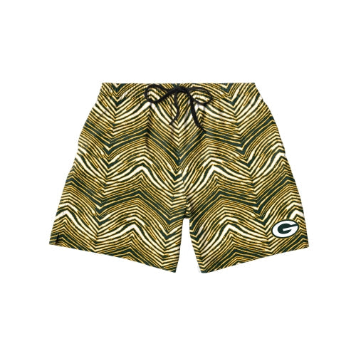 Zubaz NFL Men's Green Bay Packers Exclusive 5.5 Inch Swim Trunk