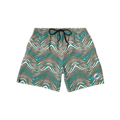 Zubaz NFL Men's Miami Dolphins Exclusive 5.5 Inch Swim Trunk