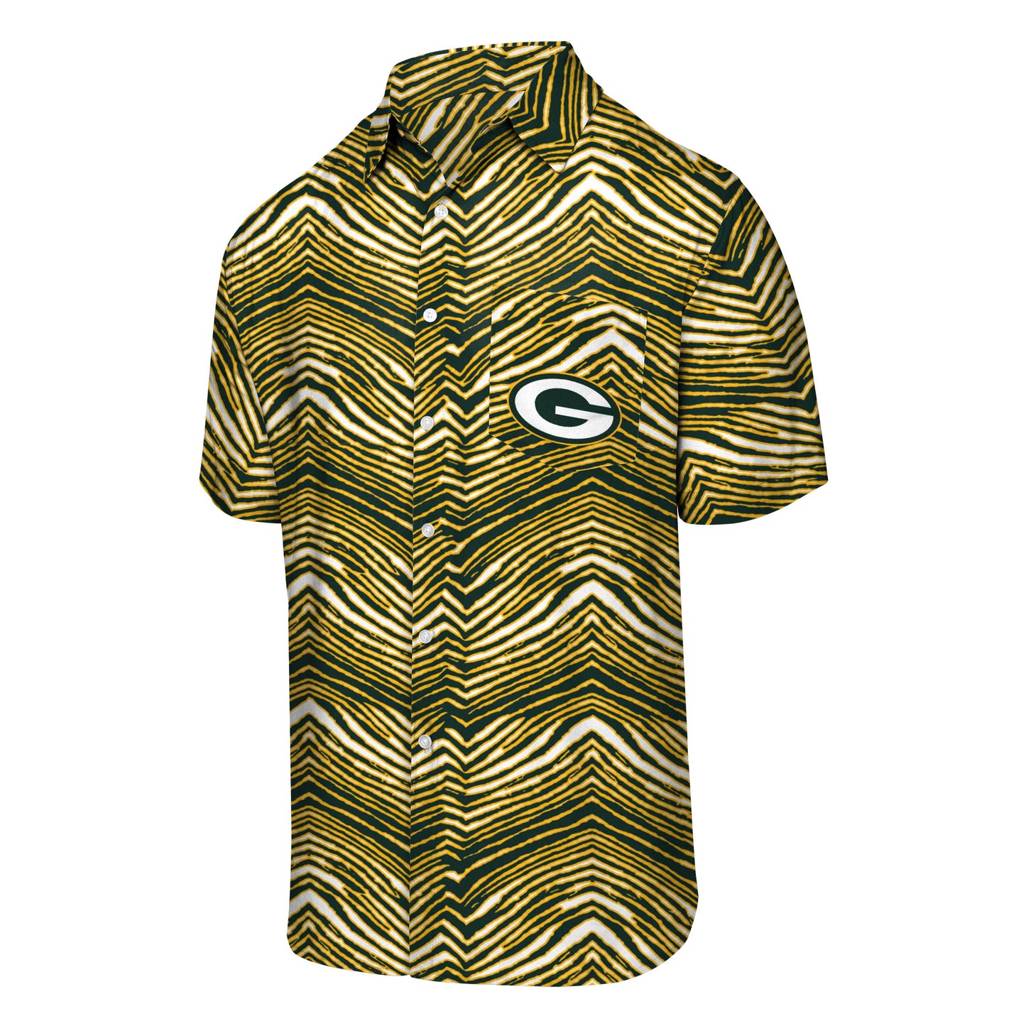Zubaz NFL Men's Green Bay Packers Exclusive Button Up Shirt