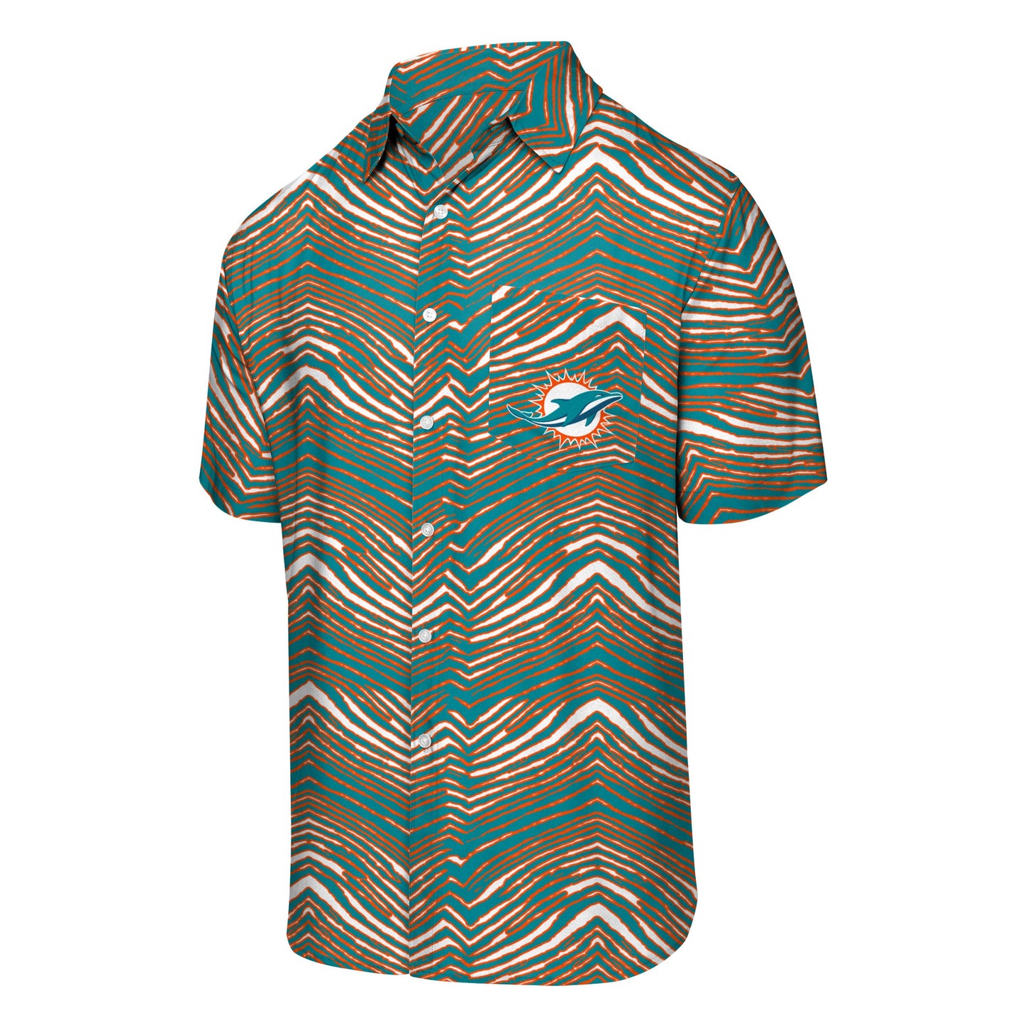 Zubaz NFL Men's Miami Dolphins Exclusive Button Up Shirt