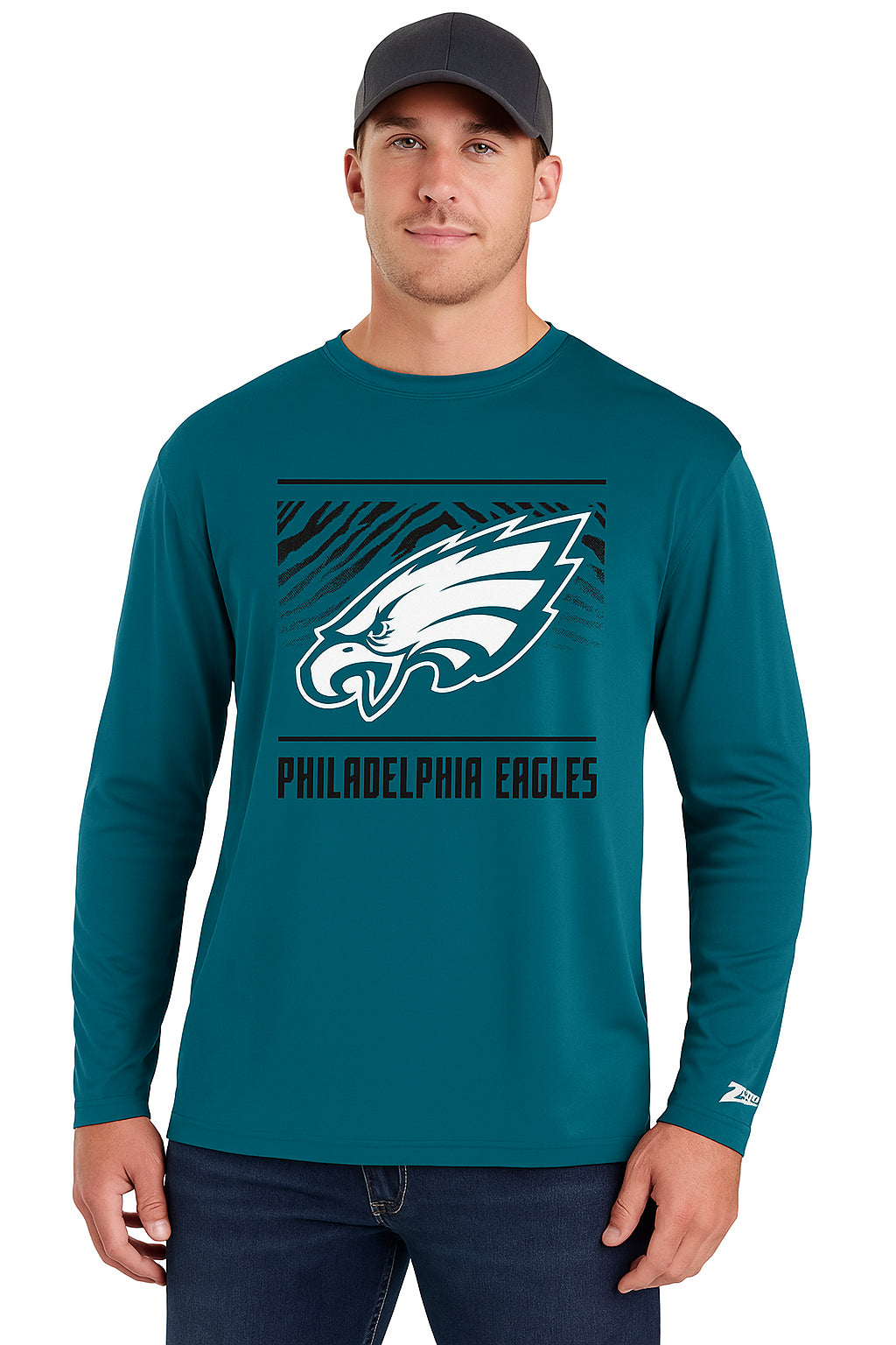Zubaz NFL Men's Team Color Tunnel Long Sleeve T-Shirt, Philadelphia Eagles