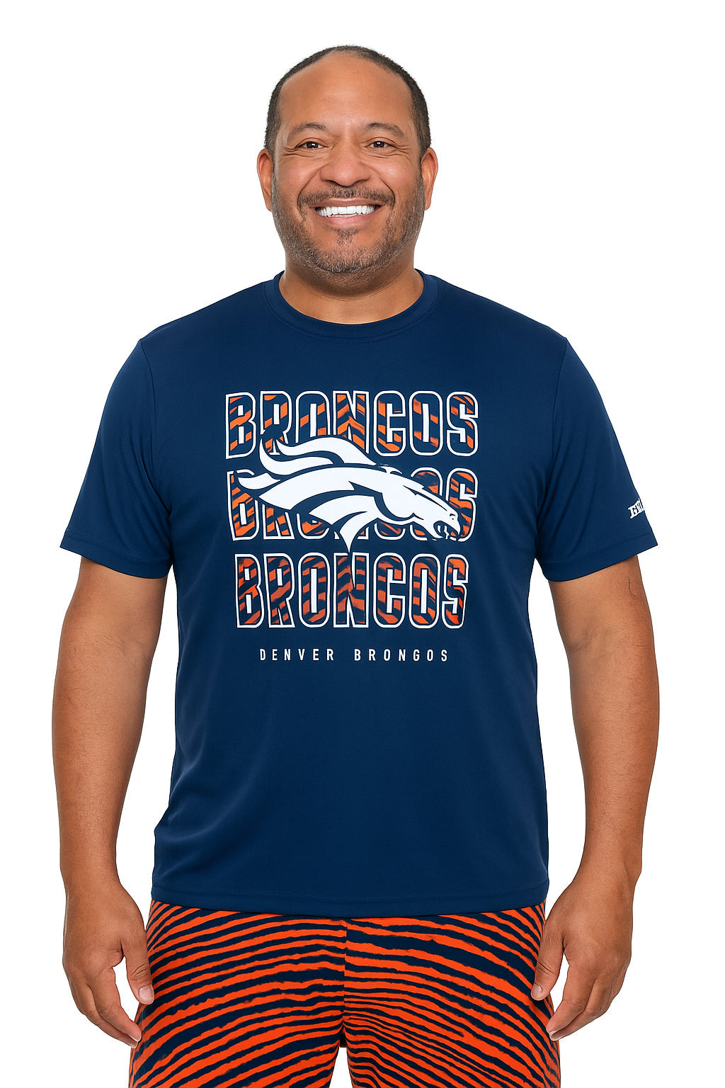 Zubaz NFL Men's Repeat Play Primary Team Color Short Sleeve T-Shirt, Denver Broncos